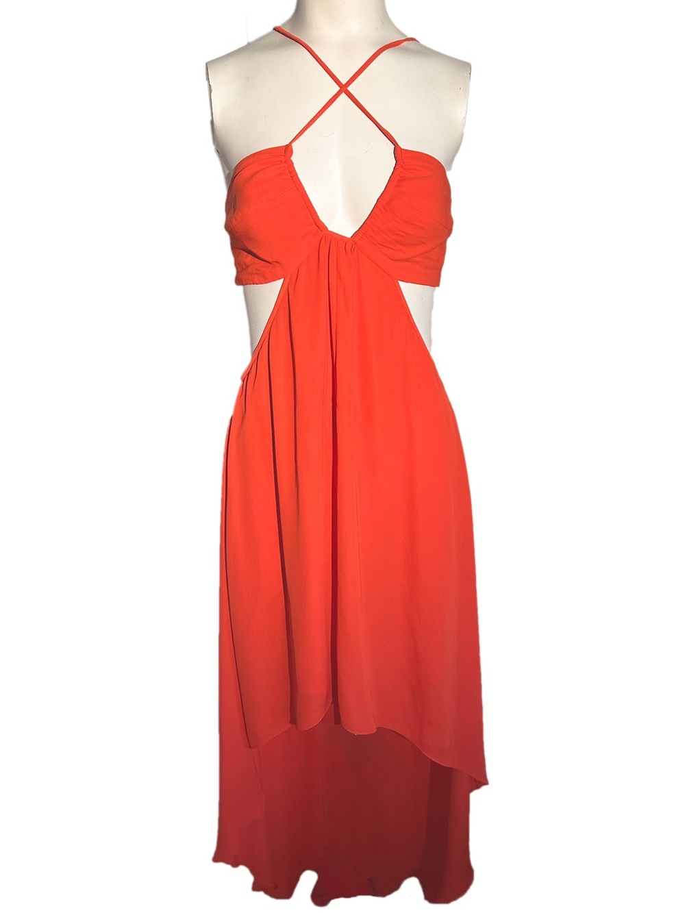 BCBG Orange Crossback Cutout Maxi Dress